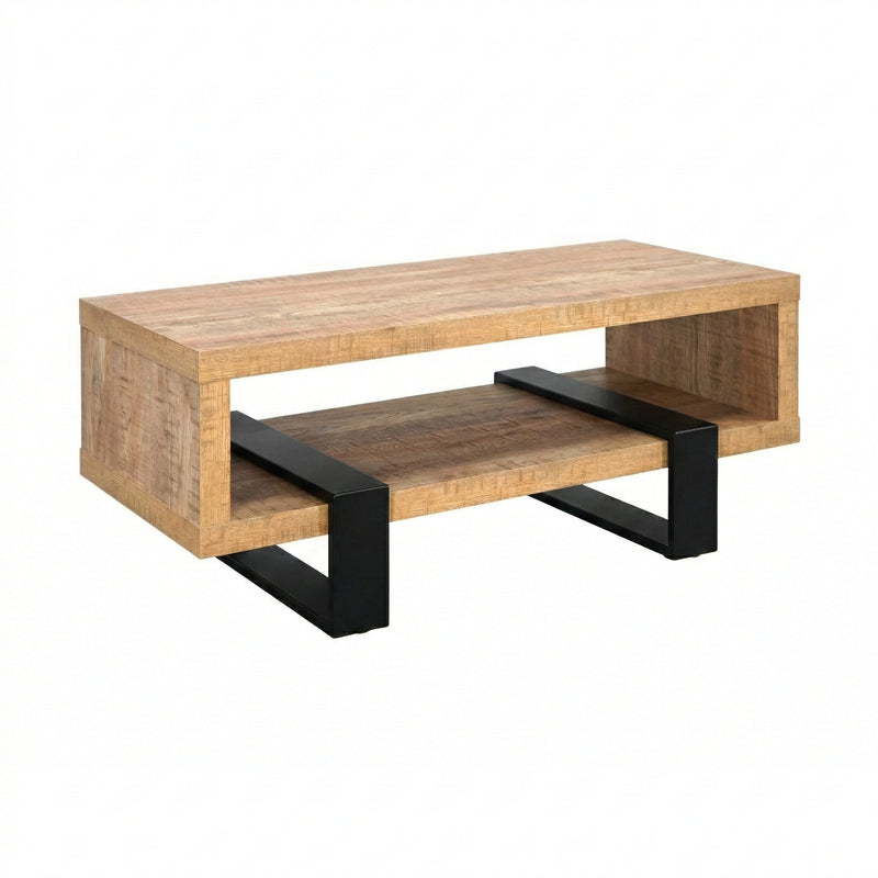 Mesa de centro Dinard de madera de ingeniería con acabado Latte