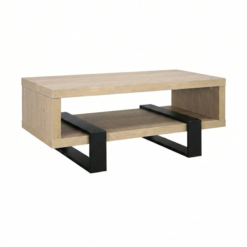 Mesa de centro Dinard de madera de ingeniería con acabado Latte