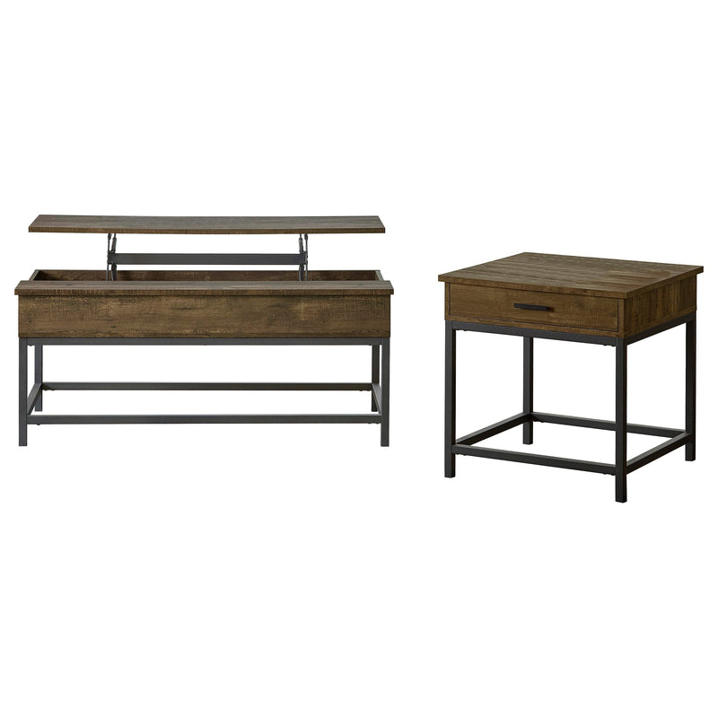 Byers Lift Top Coffee and End Table Set Brown Oak