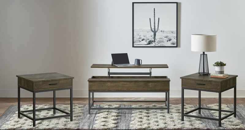 Byers Lift Top Coffee and End Table Set Brown Oak