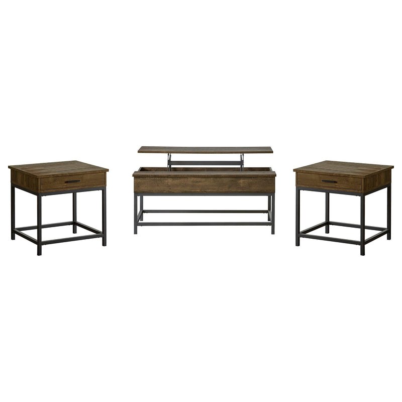 Byers Lift Top Coffee and End Table Set Brown Oak