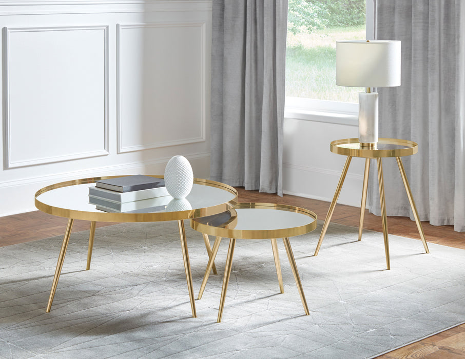 Kaelyn Round Mirror Top End Table Gold