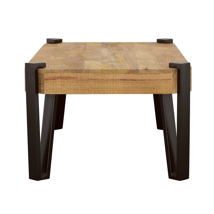 Winston Wooden Rectangular Top Coffee Table Natural and Matte Black