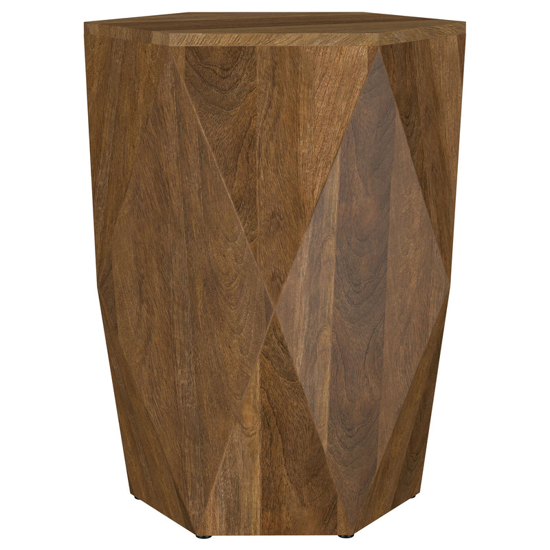 Mesa auxiliar hexagonal de madera maciza de mango Zalika, color natural