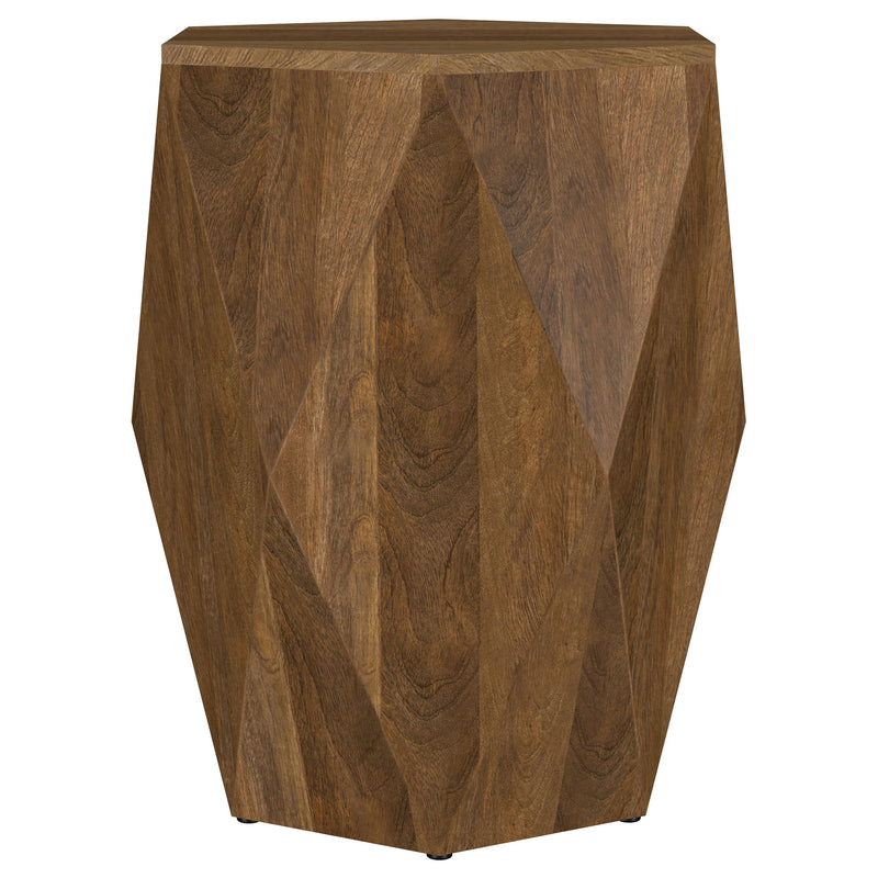 Mesa auxiliar hexagonal de madera maciza de mango Zalika, color natural