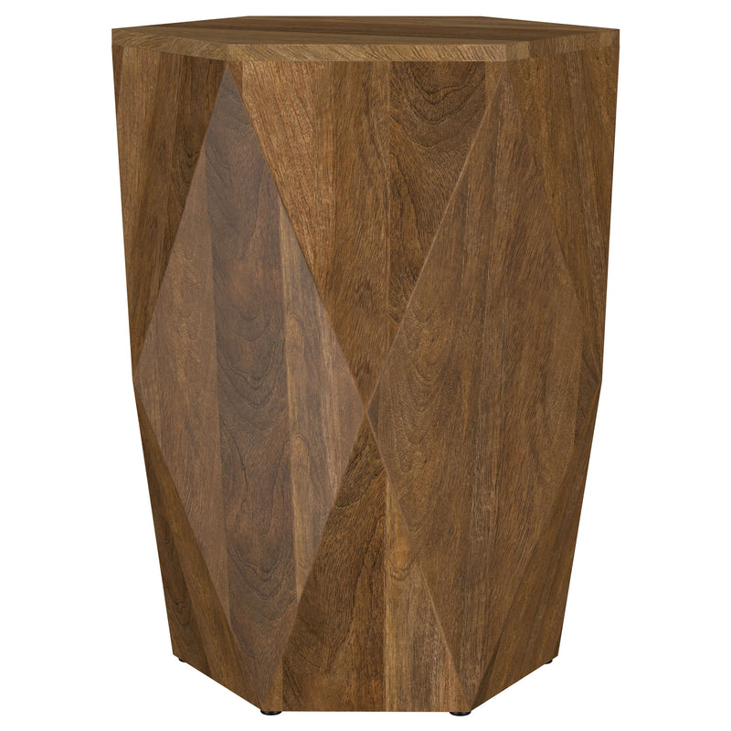 Mesa auxiliar hexagonal de madera maciza de mango Zalika, color natural