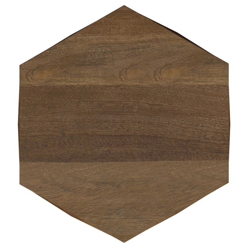 Mesa auxiliar hexagonal de madera maciza de mango Zalika, color natural