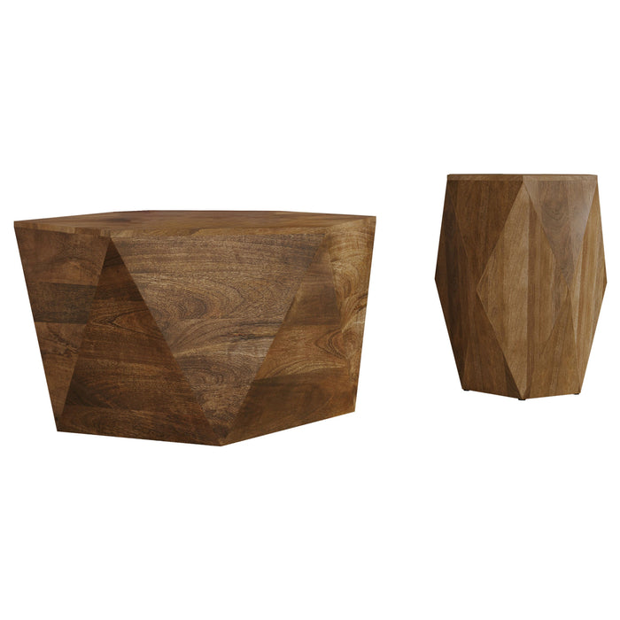 Zalika Solid Wood Coffee and End Table Set Natural