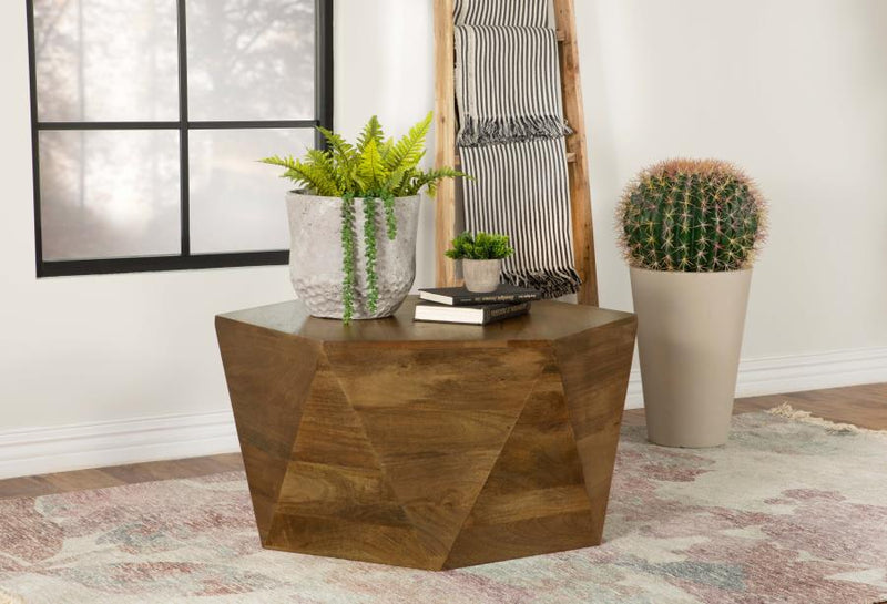 Zalika Hexagonal Solid Mango Wood Coffee Table