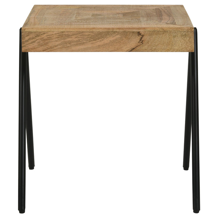 Avery Square End Table with Metal Legs Natural and Black