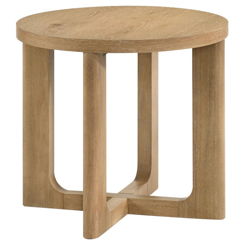Kessler Round Sculptural Wood End Table