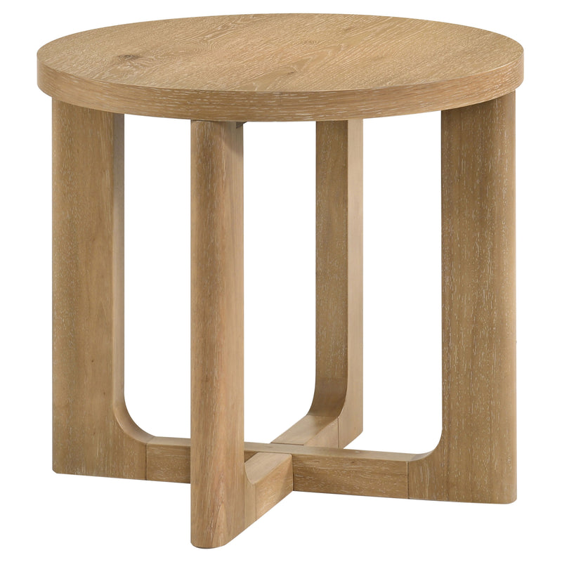 Mesa auxiliar escultural de madera redonda Kessler marrón