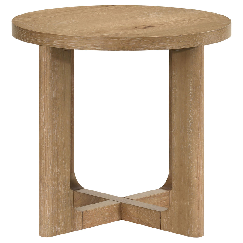 Mesa auxiliar escultural de madera redonda Kessler marrón