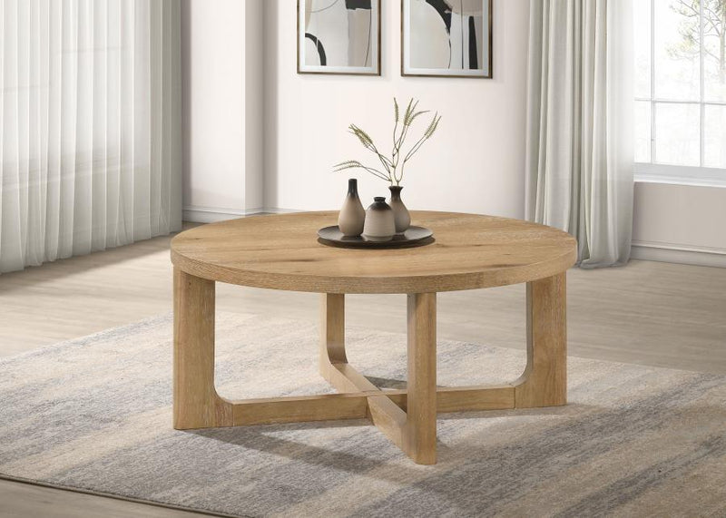 Kessler Round Sculptural Wood Coffee Table