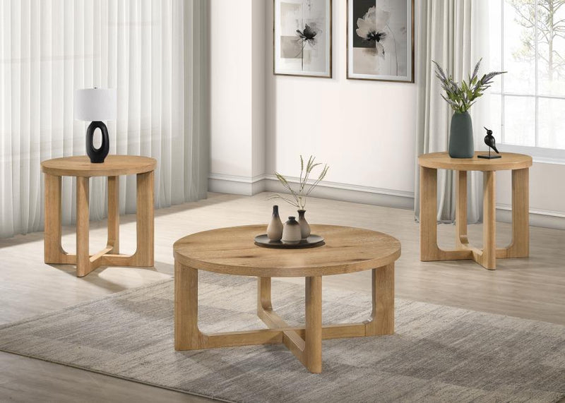 Kessler Round Sculptural Wood Coffee Table