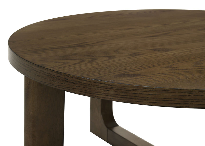 Mesa auxiliar escultural de madera redonda Kessler marrón