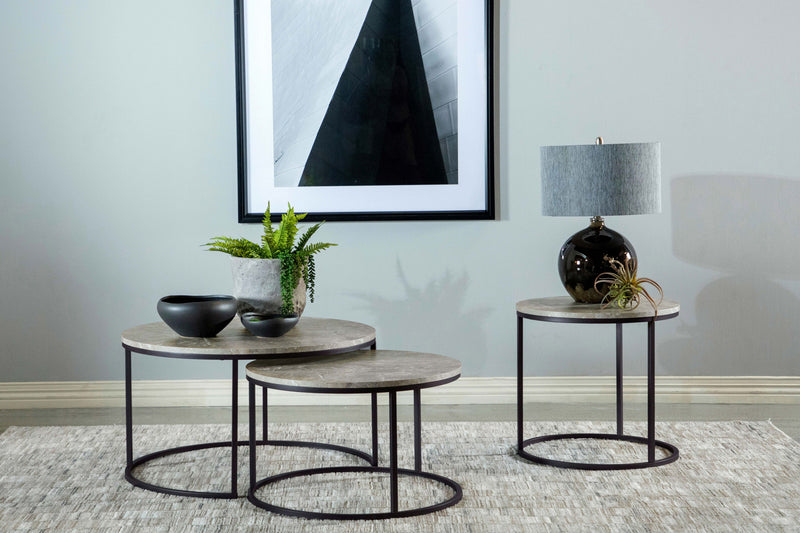 Lainey Round Faux Marble Side End Table