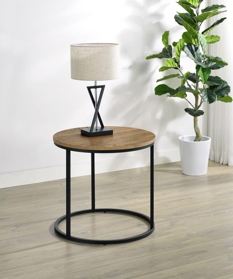 Lainey Round Faux Marble Side End Table