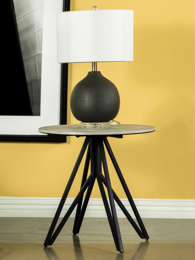 Mesa auxiliar Hadi Round SmartTop Cement y Gunmetal