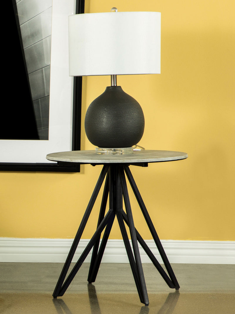 Mesa auxiliar Hadi Round SmartTop Cement y Gunmetal