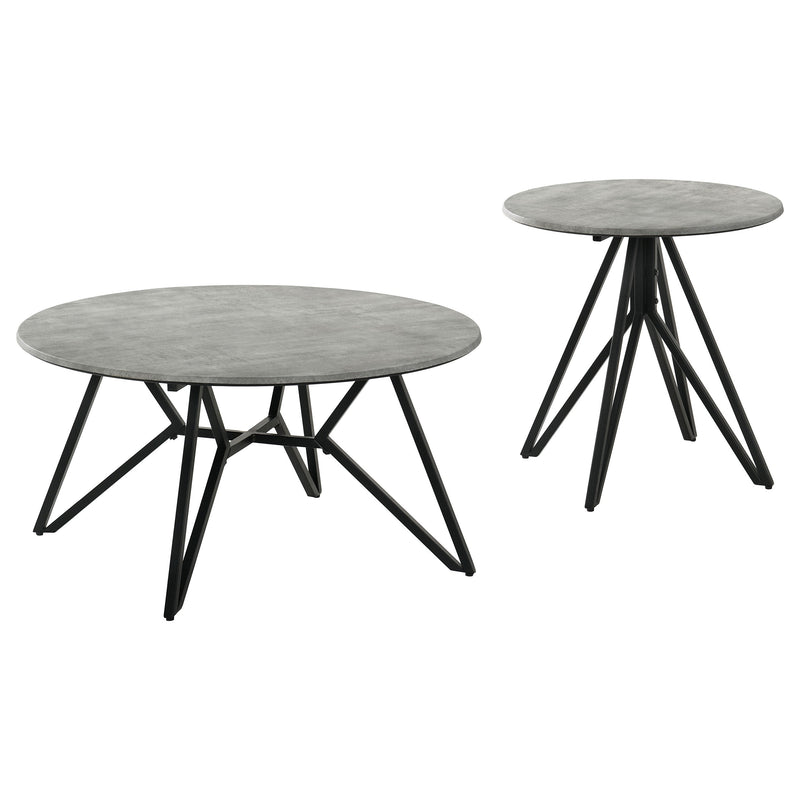 Hadi Round SmartTop Coffee and End Table Set Cement