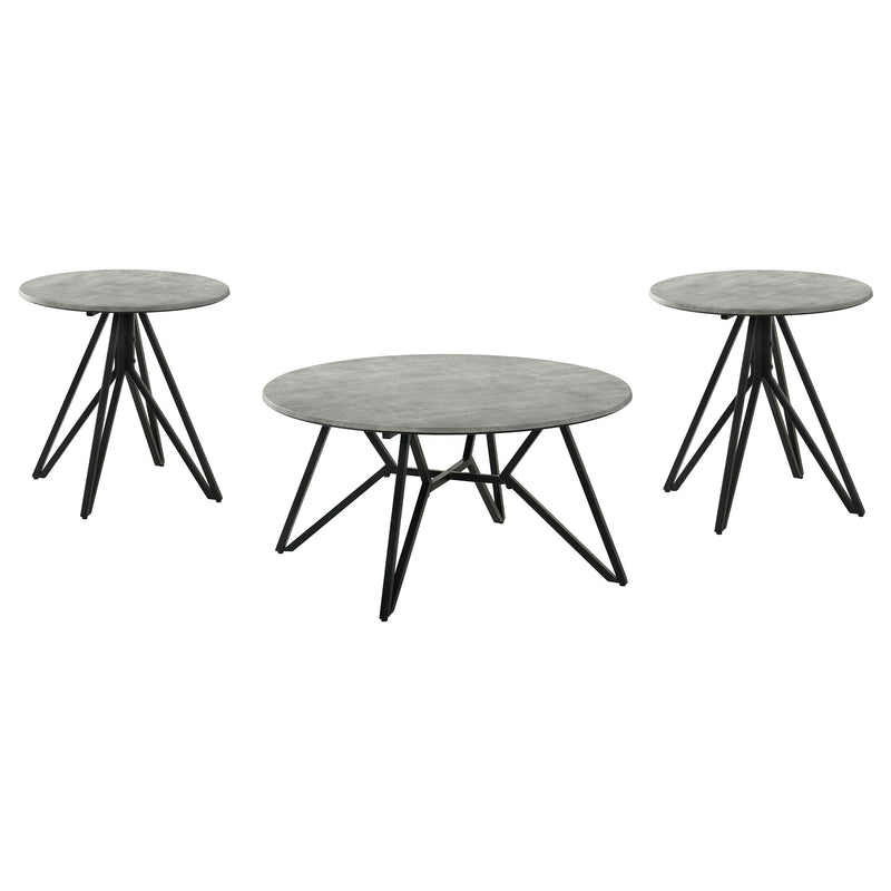 Hadi Round SmartTop Coffee and End Table Set Cement