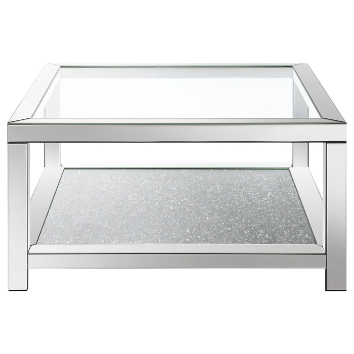 Valentina Rectangular Coffee Table with Glass Top Mirror