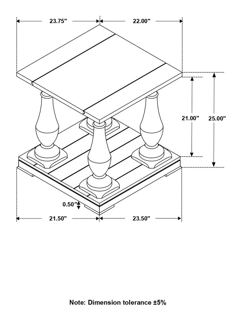 Mesa auxiliar rectangular de madera Walden, color café