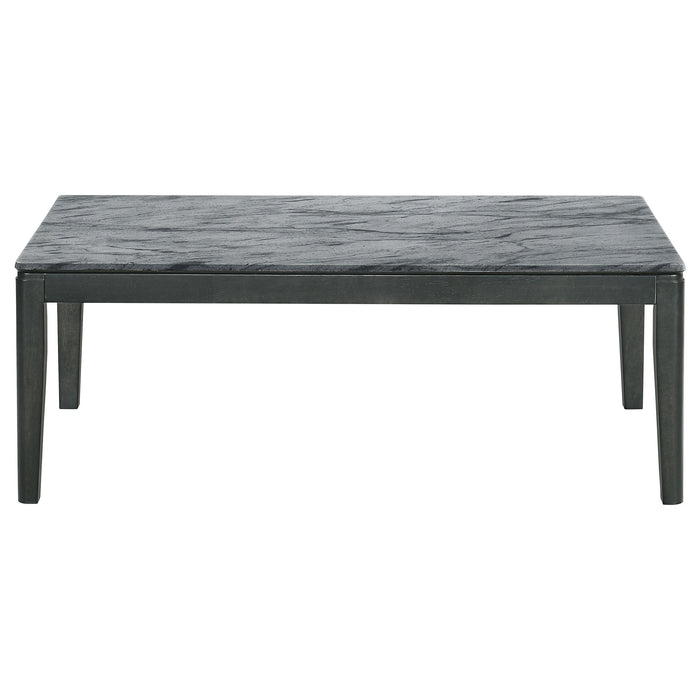 Mozzi Rectangular Coffee Table Faux Grey Marble and Black