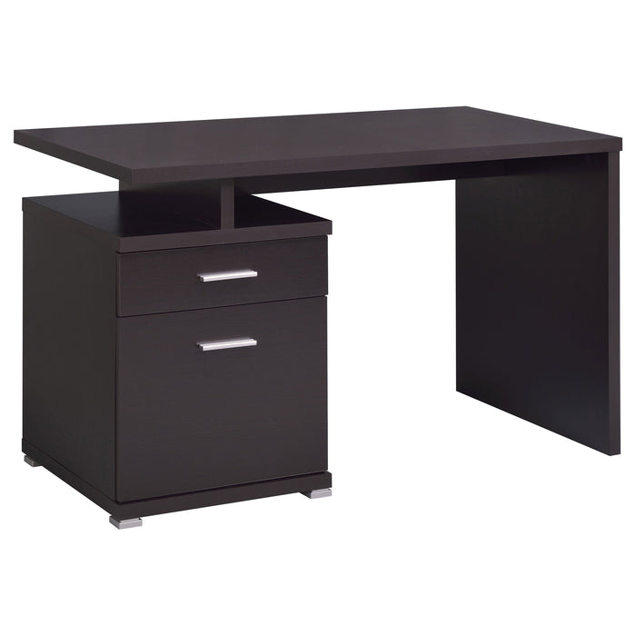 Irving 2-drawer Office Desk with Cabinet Cappuccino