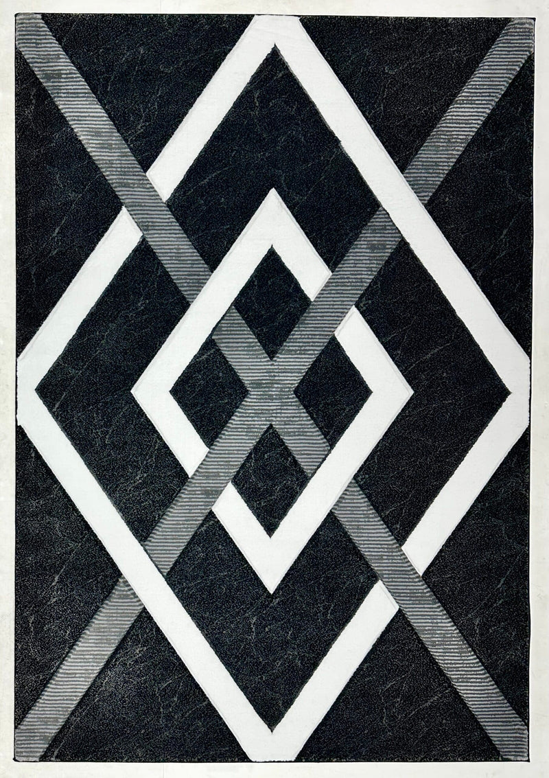 ORION Rug DESIGN 80014 Black 2x8 Runner (2'6x7'9")"
