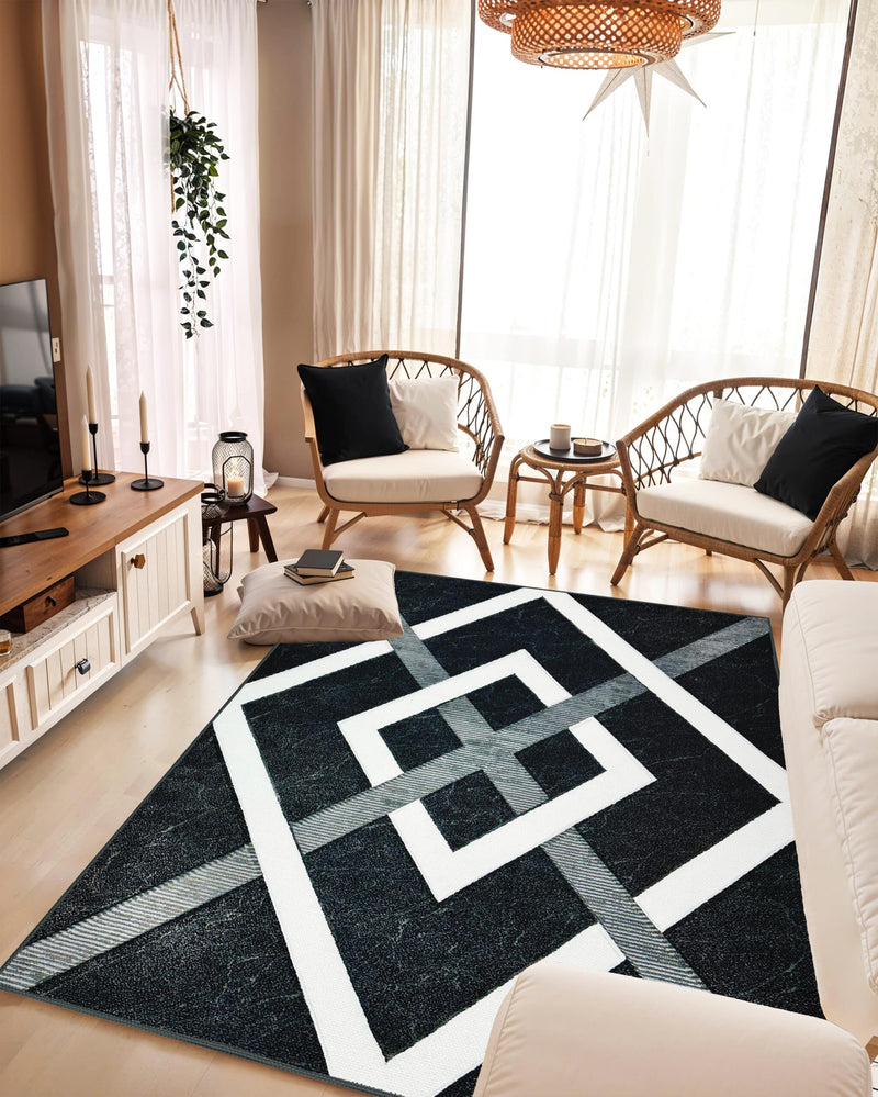 ORION Rug DESIGN 80014 Black 5x8 (5'2x7'5")"