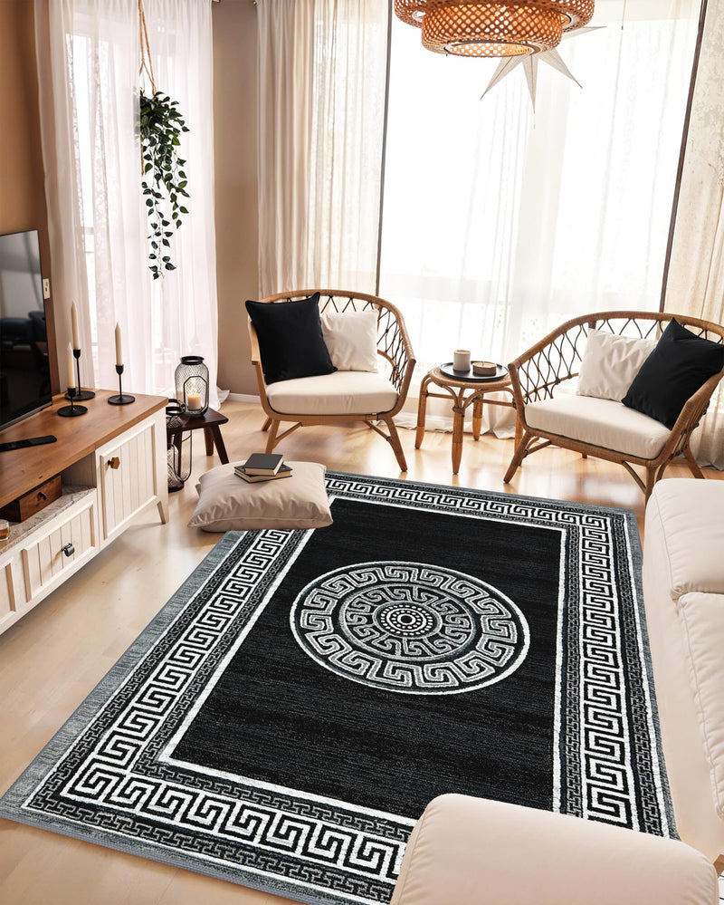 ORION Rug DESIGN 80015 Black 5x8 (5'2x7'5")"