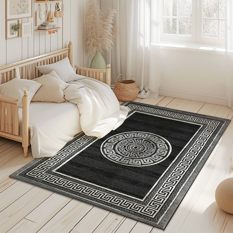 ORION Rug DESIGN 80015 Black 8x11 (7'8x10'8")"