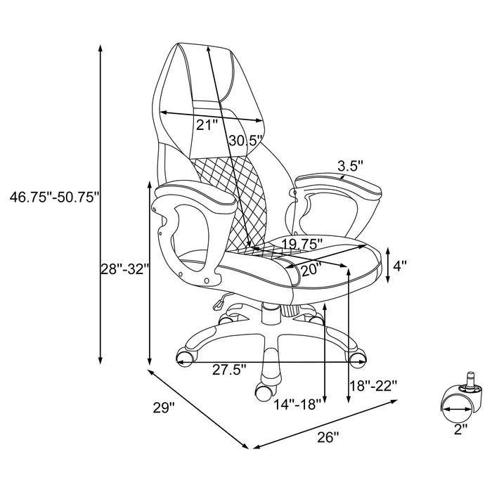 Bruce Adjustable Height Office Chair White and Silver