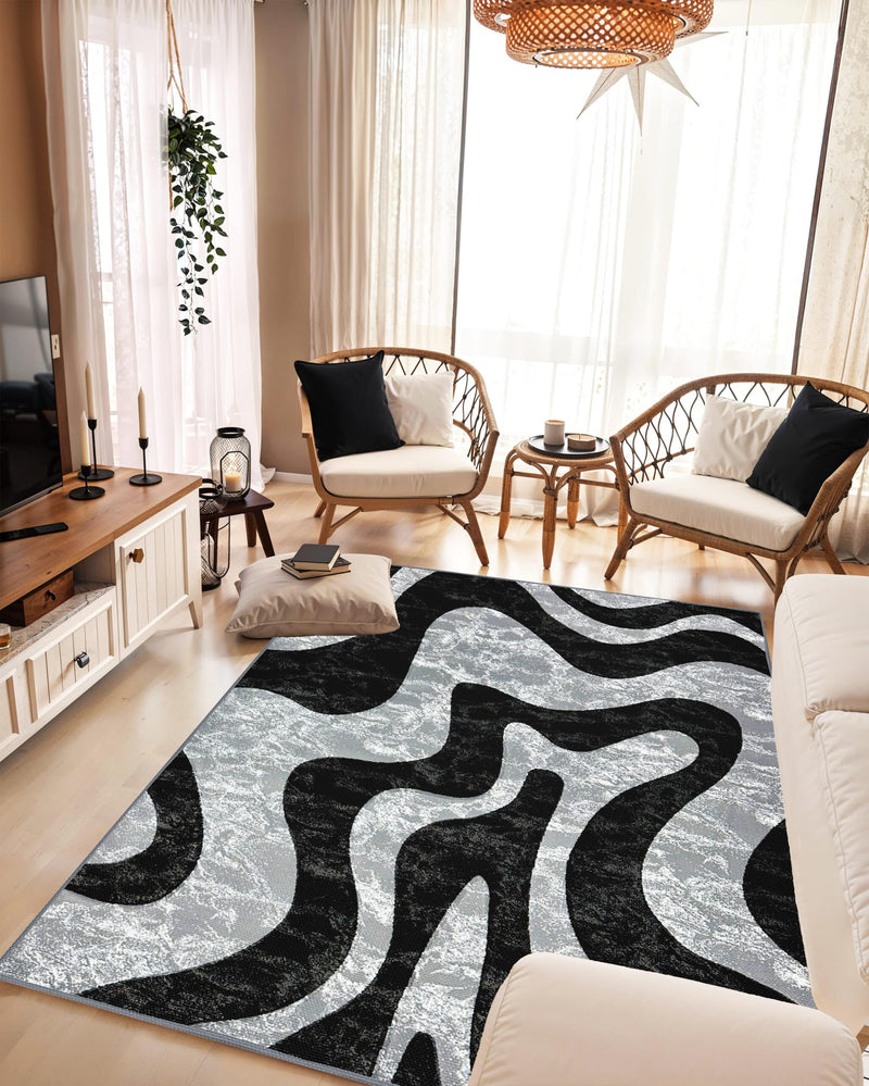 ORION Rug DESIGN 80016 Black 8x11 (7'8x10'8")"