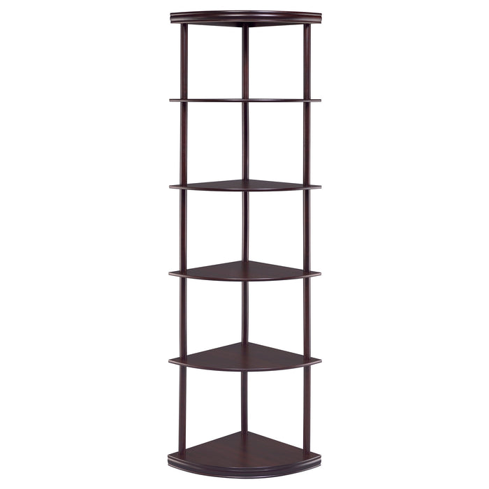 Bonwick 5-shelf Corner Bookshelf Cappuccino