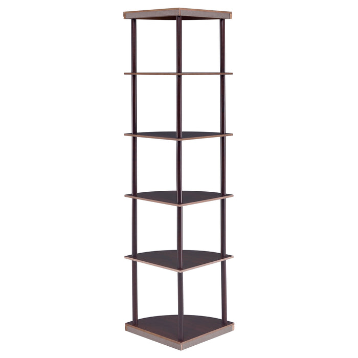 Bonwick 5-shelf Corner Bookshelf Cappuccino