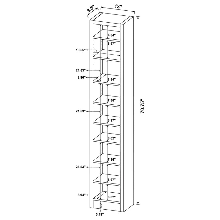 Eliam Rectangular Bookcase with 2 Fixed Shelves Cappuccino