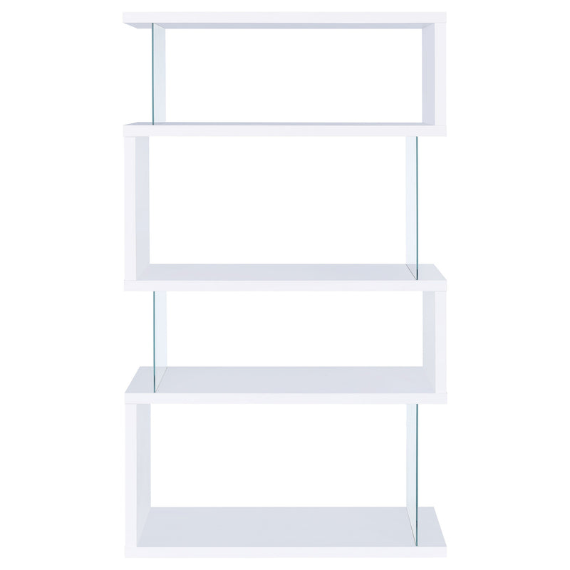 Emelle 63-inch 4-shelf Glass Panel Bookshelf