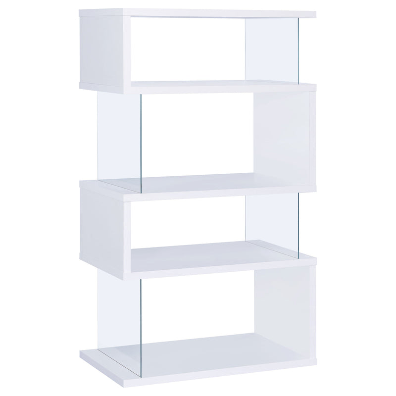 Emelle 63-inch 4-shelf Glass Panel Bookshelf