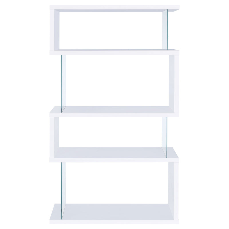 Emelle 63-inch 4-shelf Glass Panel Bookshelf