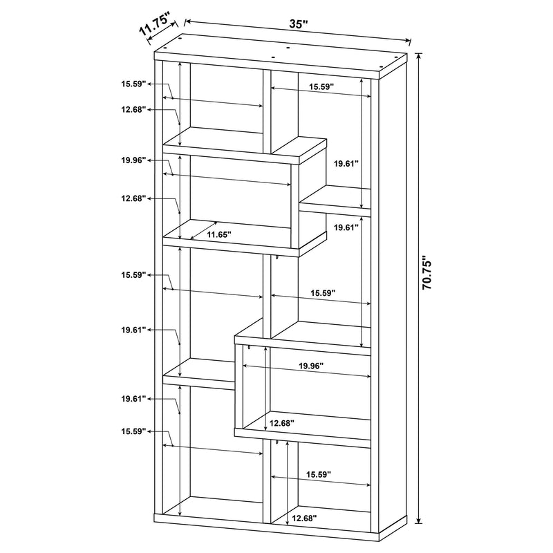 Theo 71-inch 6-shelf Bookshelf