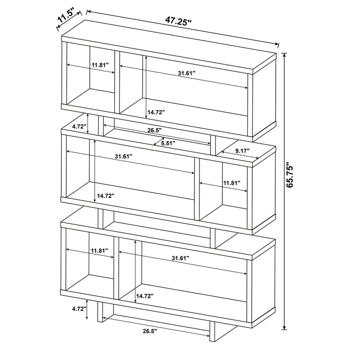 Reid 3-tier Geometric Bookcase Weathered Grey