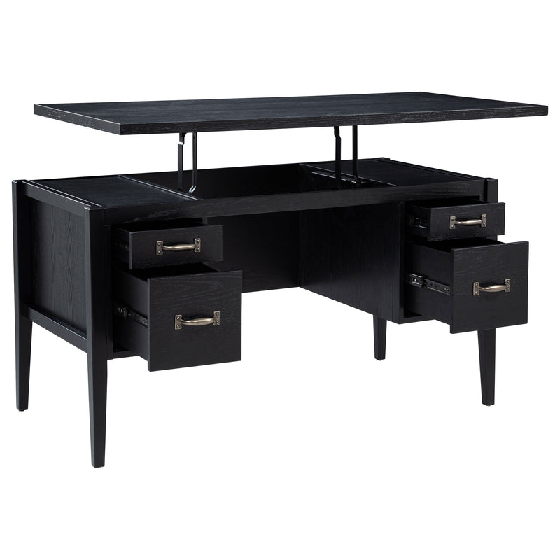 Escritorio de computadora Graham de 54 pulgadas, con 4 cajones, pedestal doble y superficie elevable, color negro