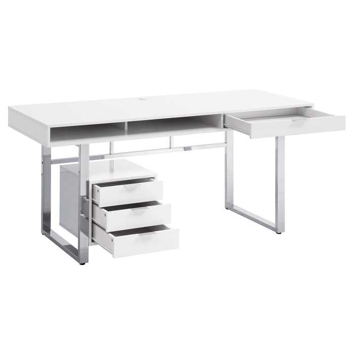 Whitman 4-drawer Writing Desk Glossy White