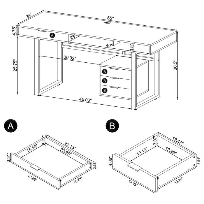 Whitman 4-drawer Writing Desk Glossy White