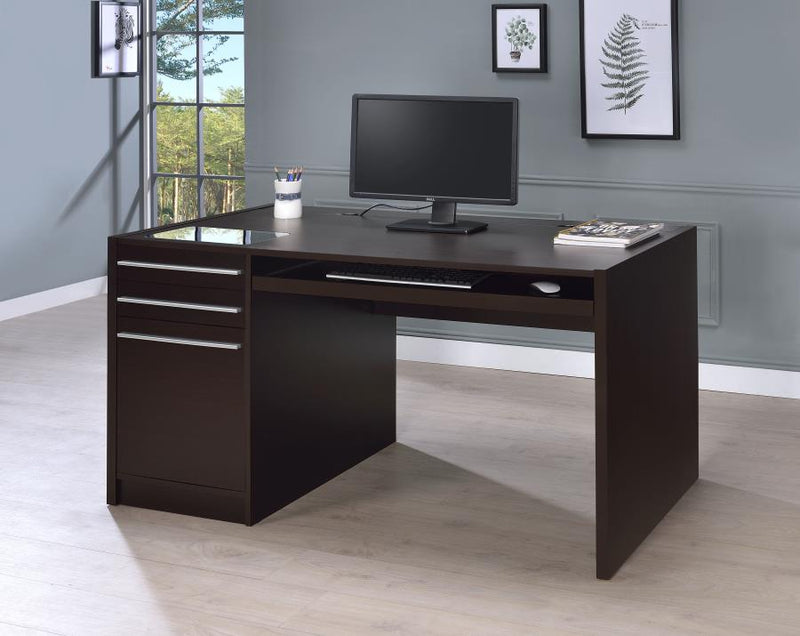Escritorio para computadora de oficina Halston con 3 cajones, 60 pulgadas, Capuchino