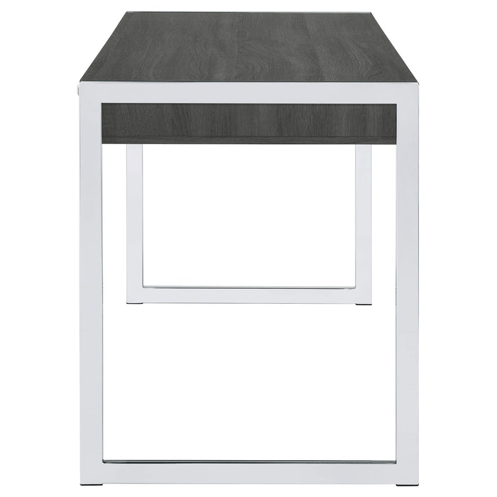 Wallice 2-drawer Writing Desk Weathered Grey and Chrome