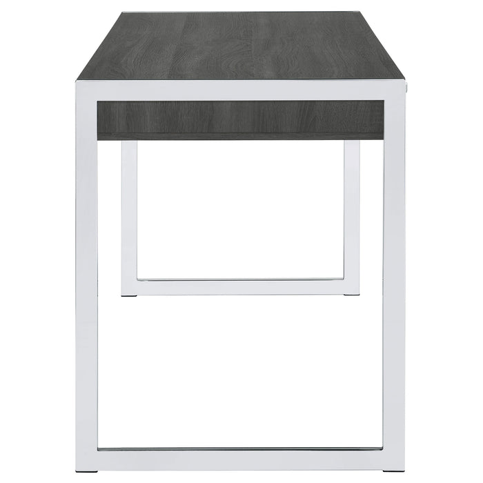 Wallice 2-drawer Writing Desk Weathered Grey and Chrome